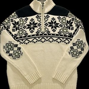 Tommy Hilfiger Men's Quarter Zip Lambswool-blend Nordic Sweater Large